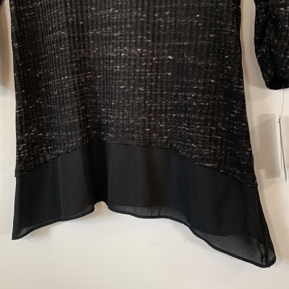 AB Studio NWT Textured Knit Flounce Hemline Women’s Size M Black White Top - Picture 6 of 16